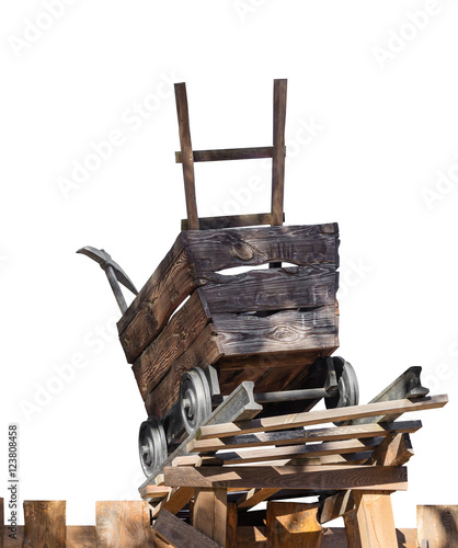 wooden trolley with a pick