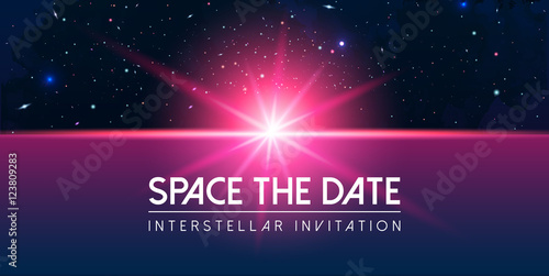 Vector Cosmology Illustration with Universe, Galaxy, Sun, Planet