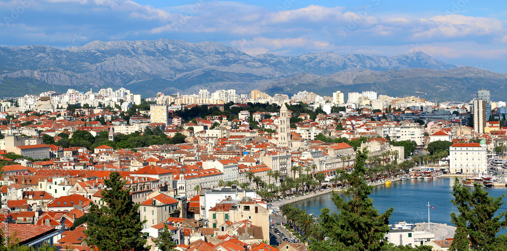 Panoramic view of Split, Croatia. Split is popular touristic destination and UNESCO World Heritage Site. 