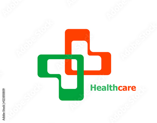 Medical Cross Logo Pharmacy natural eco Clinic design template. Medicine Health care Logotype. Ecology Green Healthcare icon.
