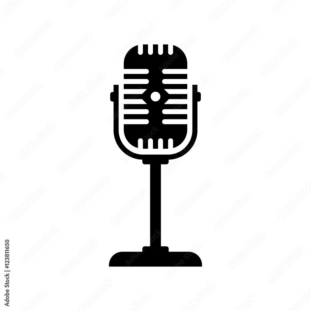 Black microphone icon on white background Black microphone icon on white background