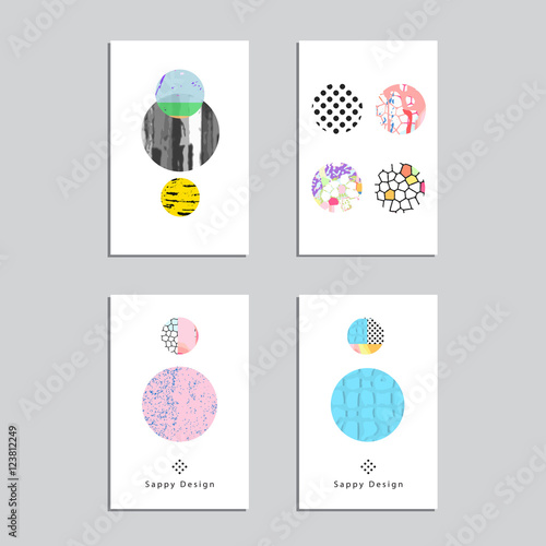 Artistic vector greeting cards design set. Colorful frame pattern texture, abstract template background for leaflet cover presentation, poster, invitation, placard, brochure, flyer, report, stationary