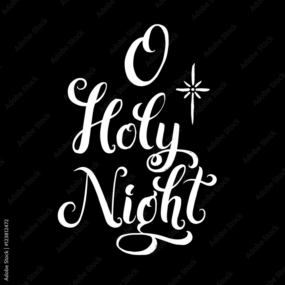 Christmas Calligraphy. Greeting Card White Typography on Black Background Christmas Calligraphy. Greeting Card White Typography on Black Background