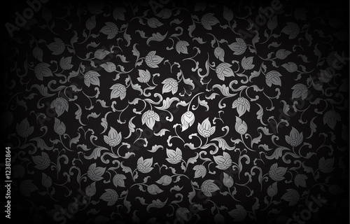 Thai art pattern on black background.vector illustration