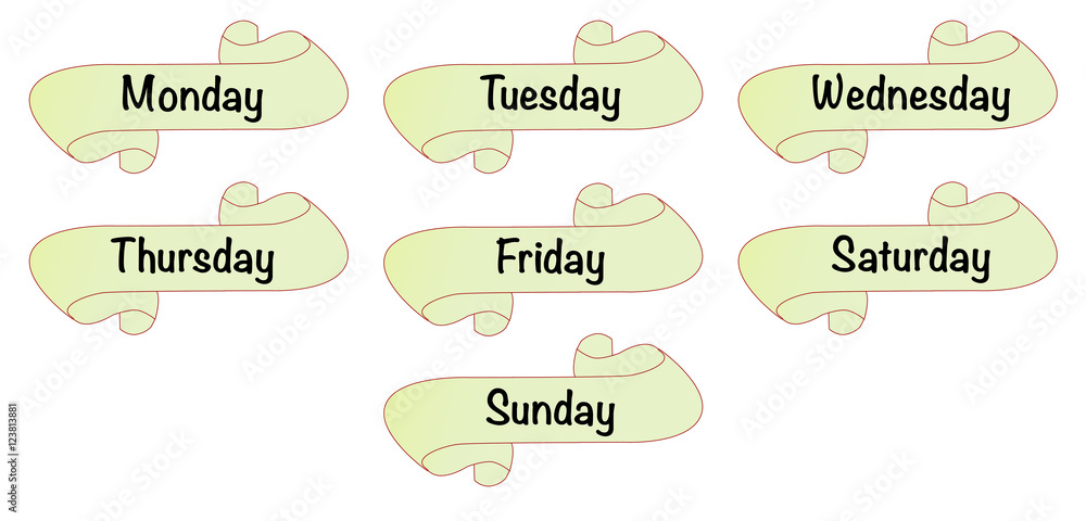 Fototapeta premium Day Name Scrolls