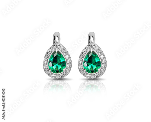 Quadro su tela Jewelry. Earrings with emerald