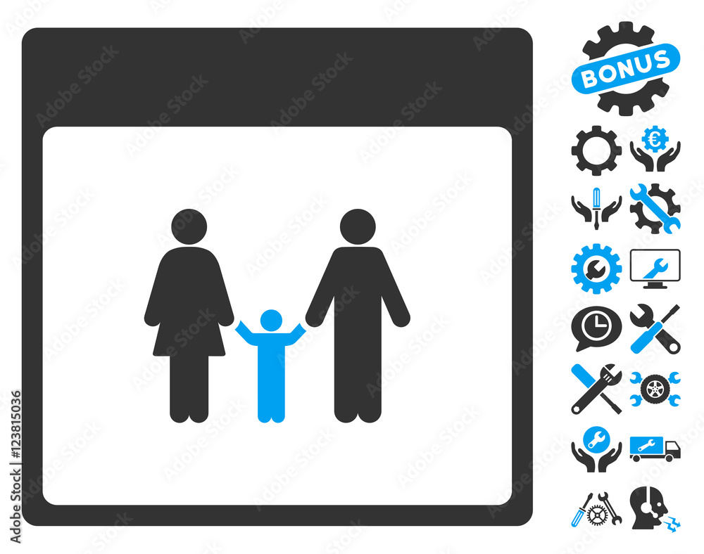 Family Calendar Page icon with bonus settings clip art. Vector ...