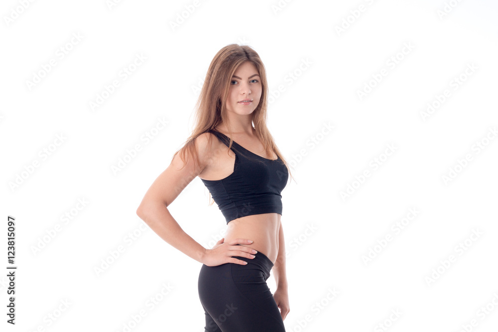 Beautiful athletic sexy girl looks into the distance Beautiful athletic sexy girl looks into the distance