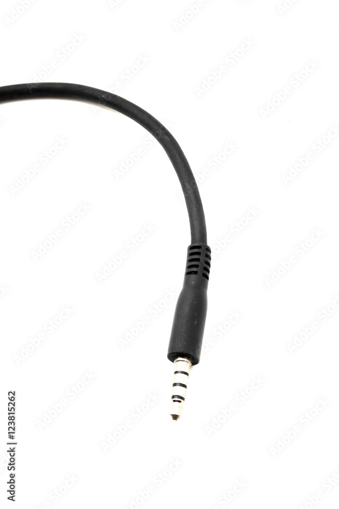 Jack plug and a cable isolated on the white background Jack plug and a cable isolated on the white background
