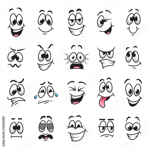 Fototapeta Cartoon faces expressions vector set