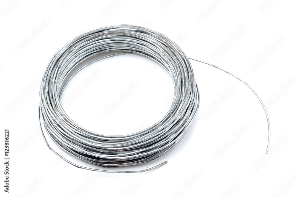 Stack of galvanized wires on white background Stack of galvanized wires on white background