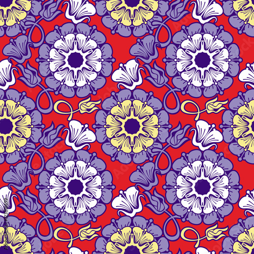 Beautiful seamless floral pattern. Abstract flowers silhouettes. Vector clip art.