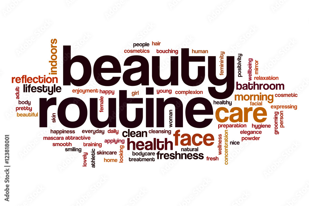 Obraz premium Beauty routine word cloud