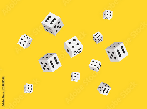 Vector dices background for casino. Sharp edges. Flat style design.