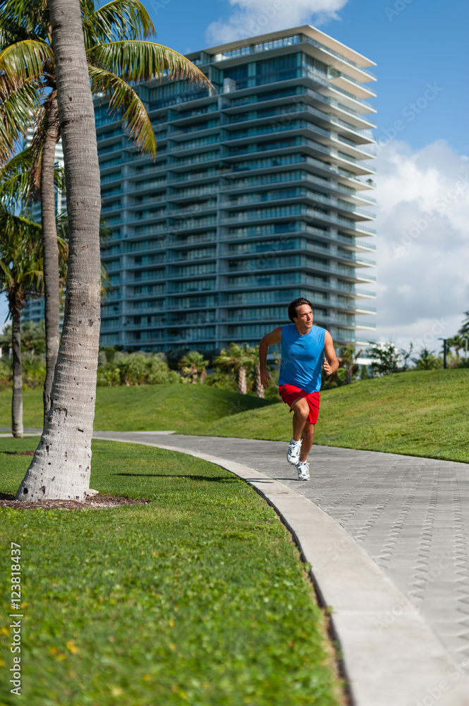 Young Man jogging in South Beach