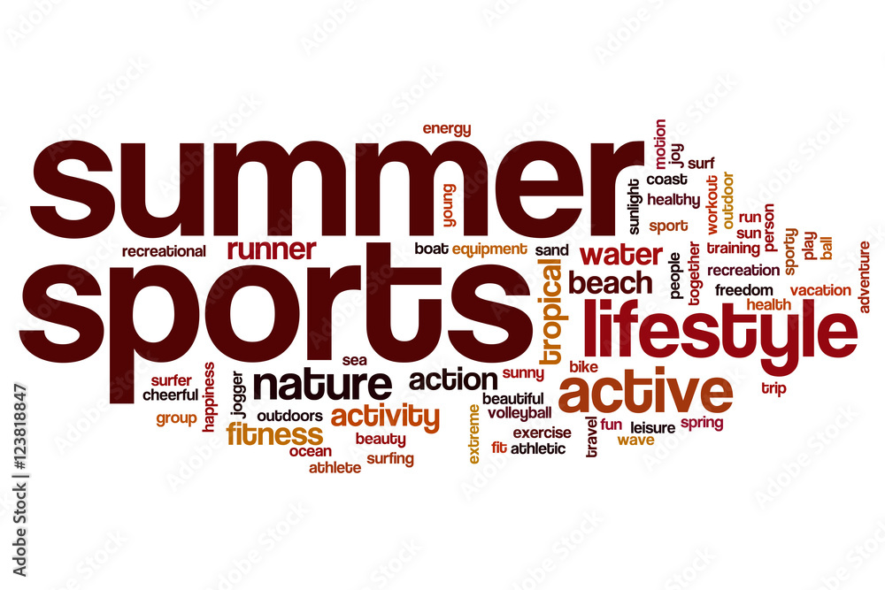 Summer sports word cloud