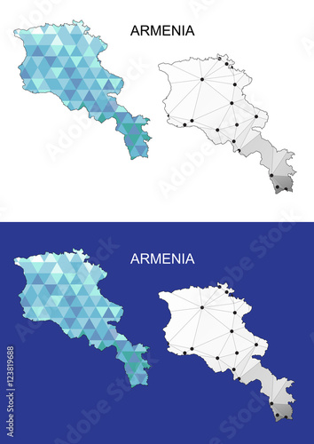 Armenia map in geometric polygonal style. Abstract gems triangle. Armenia mesh.