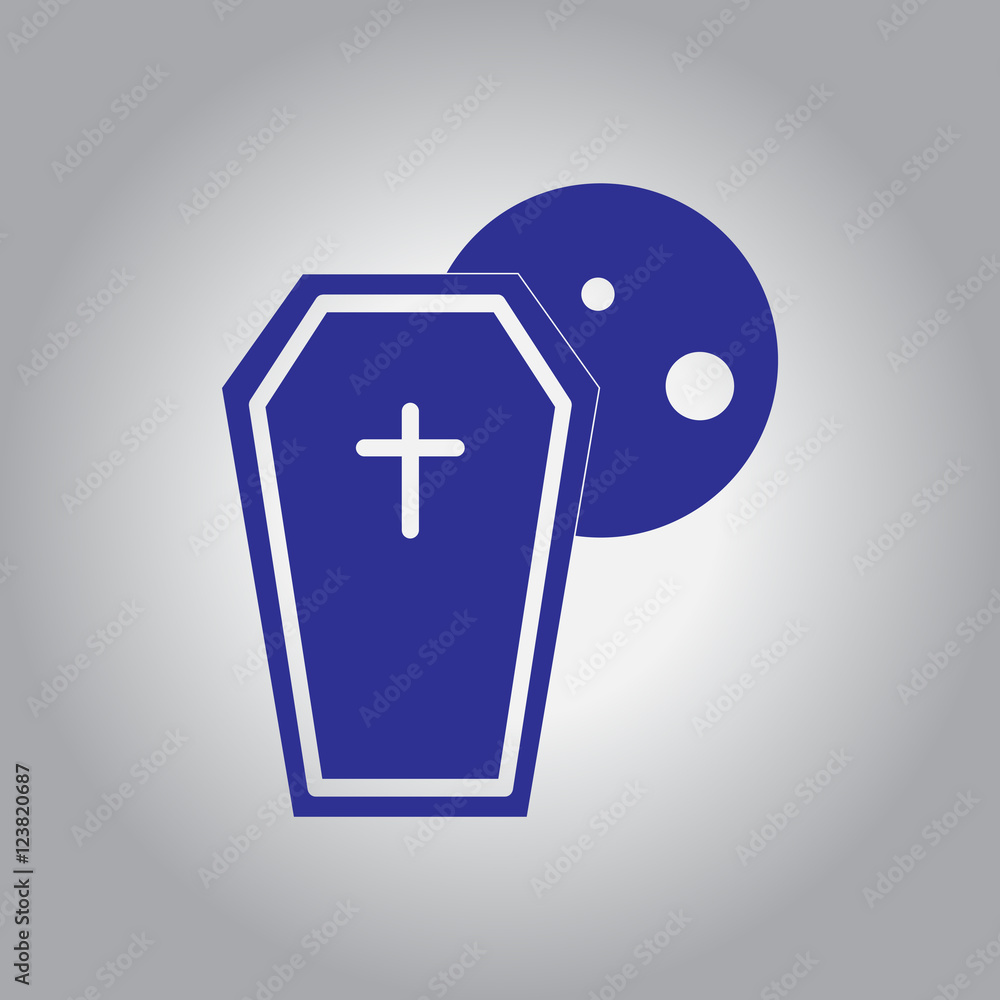 Fototapeta premium Vector illustration in flat design Halloween icon coffin and moon