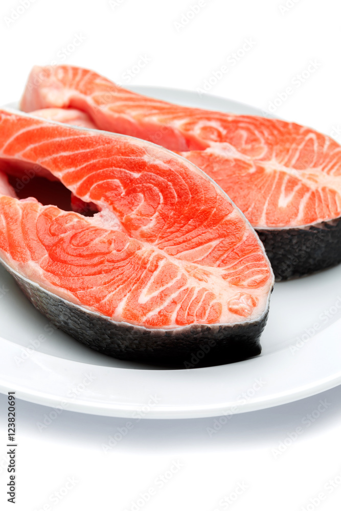 Fresh Raw Salmon Red Fish Steak Fresh Raw Salmon Red Fish Steak