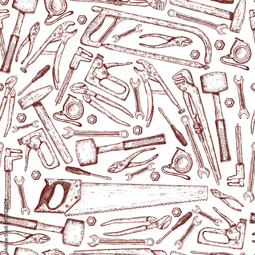 Seamless pattern of repair tools icons