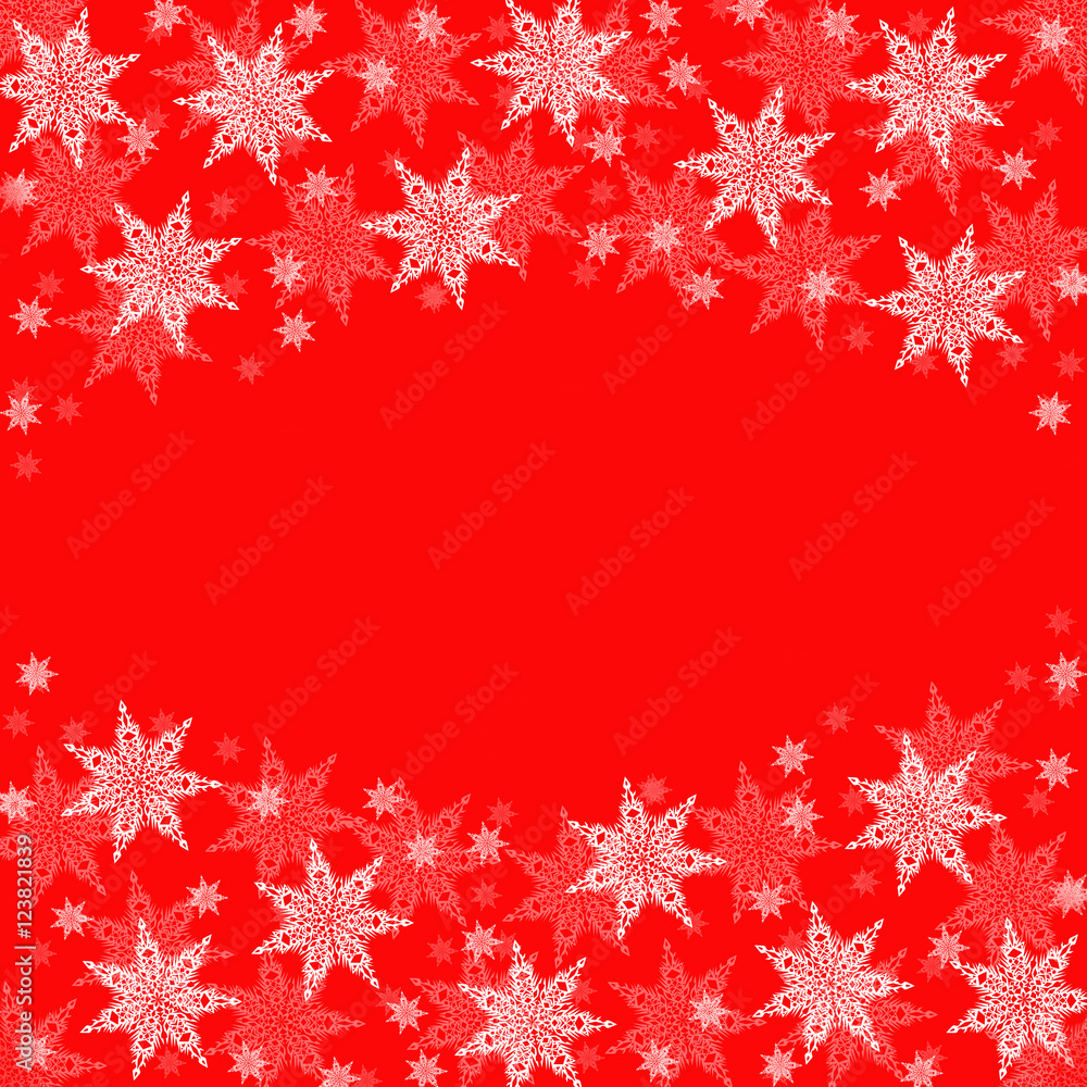 Christmas snowflakes on red festive background