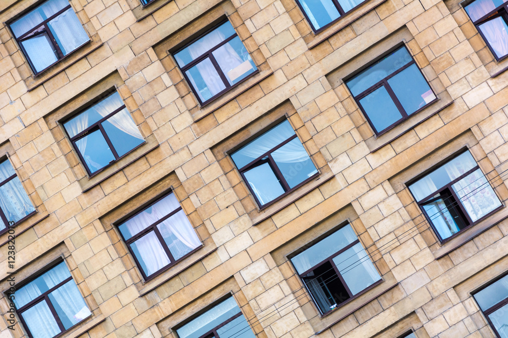Obraz premium windows in very old building photo. Saint Petersburg