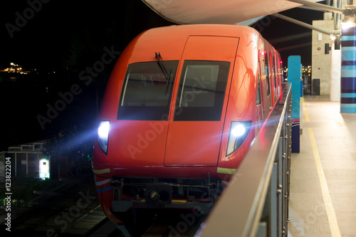 locomotive train is in the station night