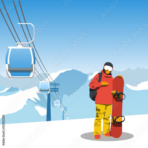 snowboard and ski resort theme illustration.