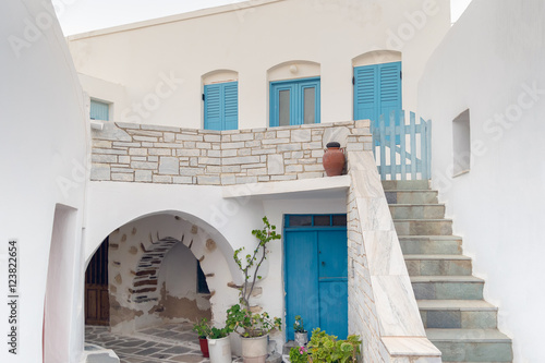 Architecture of local village Marpissa at Paros island in Greece.
