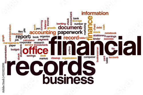 Financial records word cloud