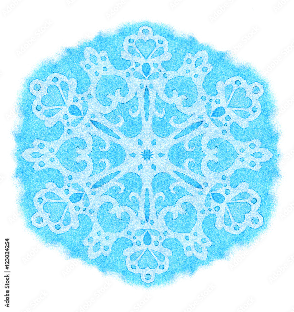 watercolor blue snowflake