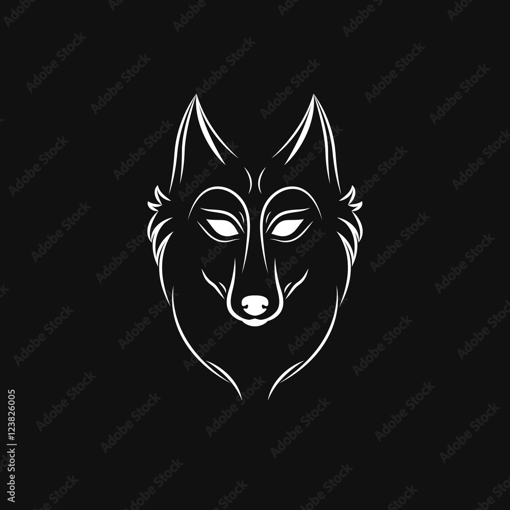 Fototapeta premium Wolf silhouette. Vintage wolf face logo emblem