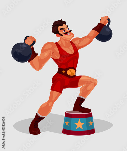 Vector illustration of a circus weightlifter