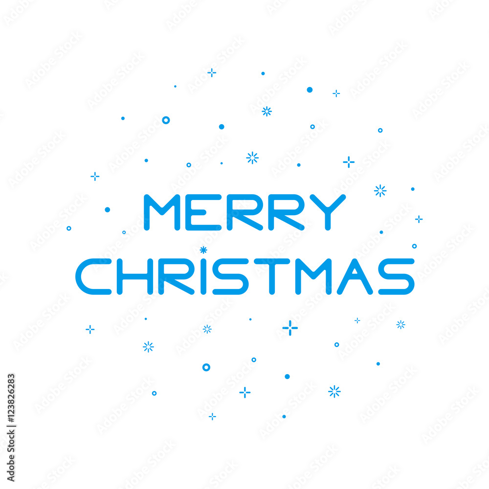 Type Merry Christmas background with snowflakes in outline style. New year 2017 vector Illustration with geometric elements. Design for banner web graphics background invitation greeting card.