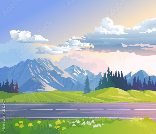 Vector illustration of a mountain landscape