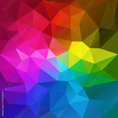 vector abstract irregular polygon background with a triangular pattern in rainbow full spectrum colors