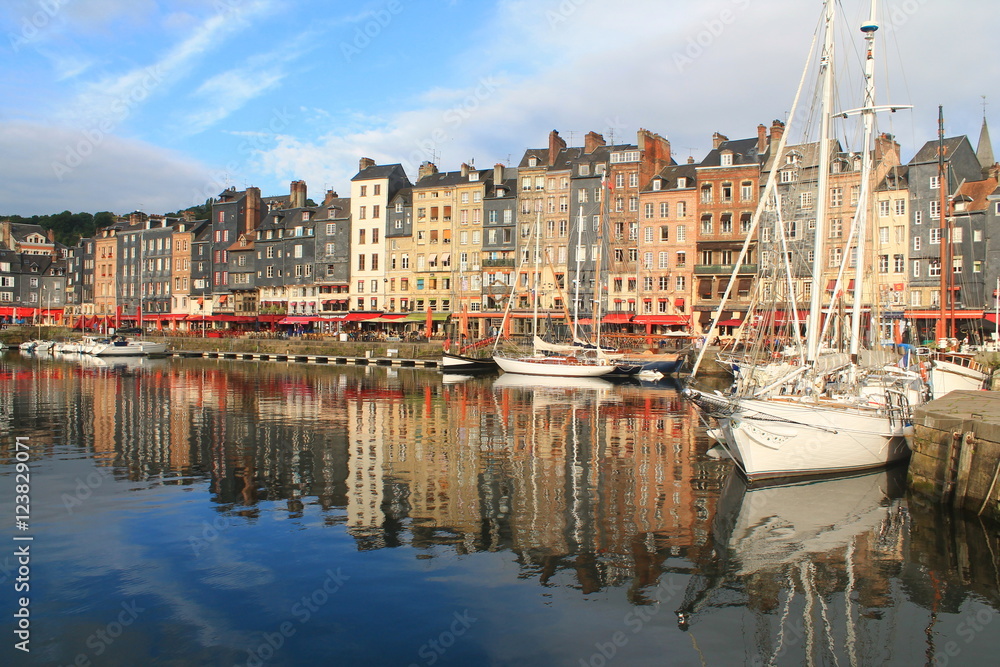 Old harbour of Honfleur,  the French  Norman town 