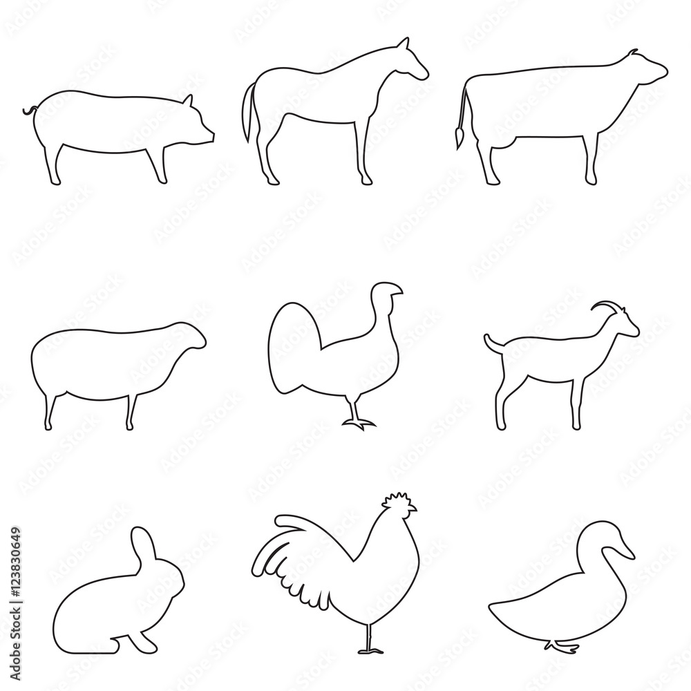 Agriculture animals silhouette Agriculture animals silhouette