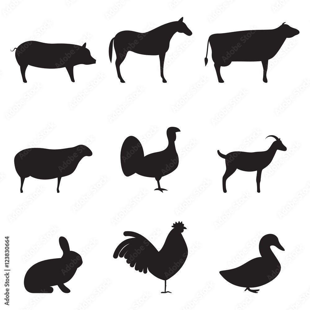 Agriculture animals silhouette Agriculture animals silhouette