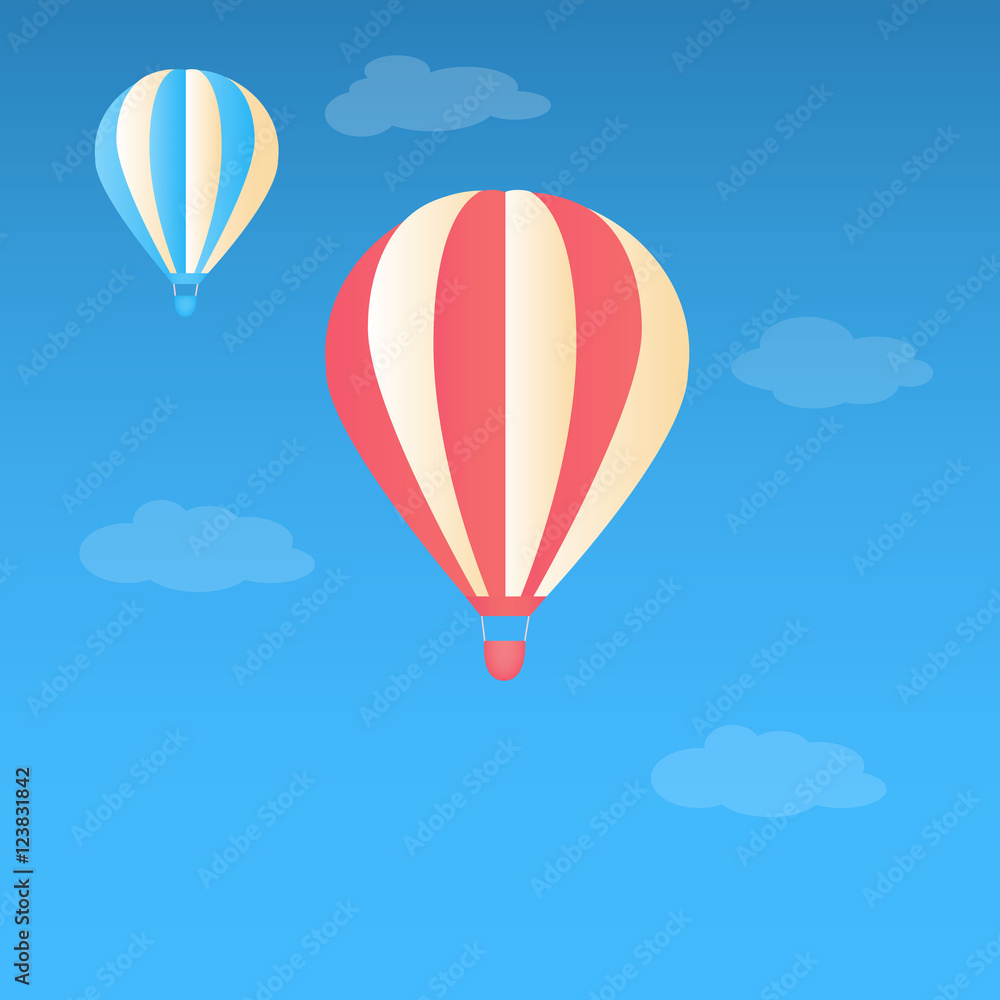 Fototapeta premium Hot air balloon in the sky vector. Illustration