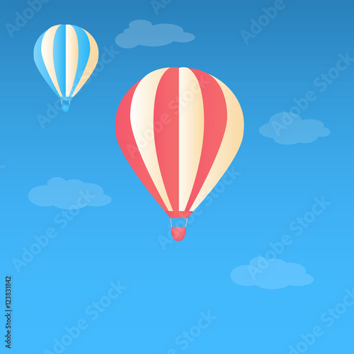 Hot air balloon in the sky vector. Illustration