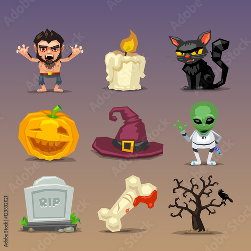 Funny halloween icons-set 4