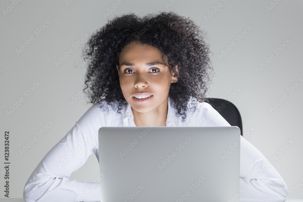 Cheerful cute office employee Cheerful cute office employee