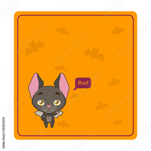 Halloween bat greeting with orange background
