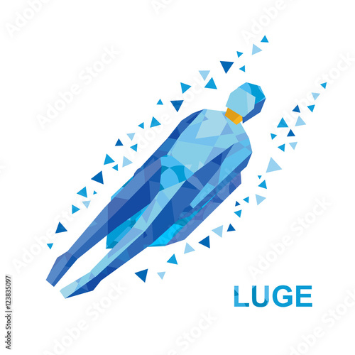 Winter sports - luge (sledging). Cartoon sportsman in blue sledding. Flat style vector clip art isolated on white background