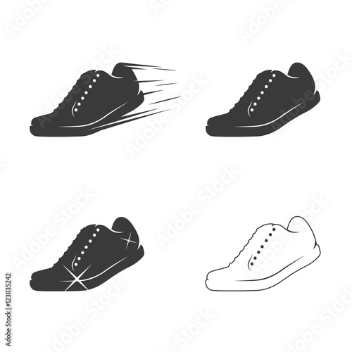 clean running shoe icon or logo set
