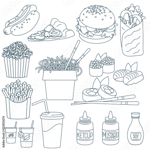 Thin line fastfood