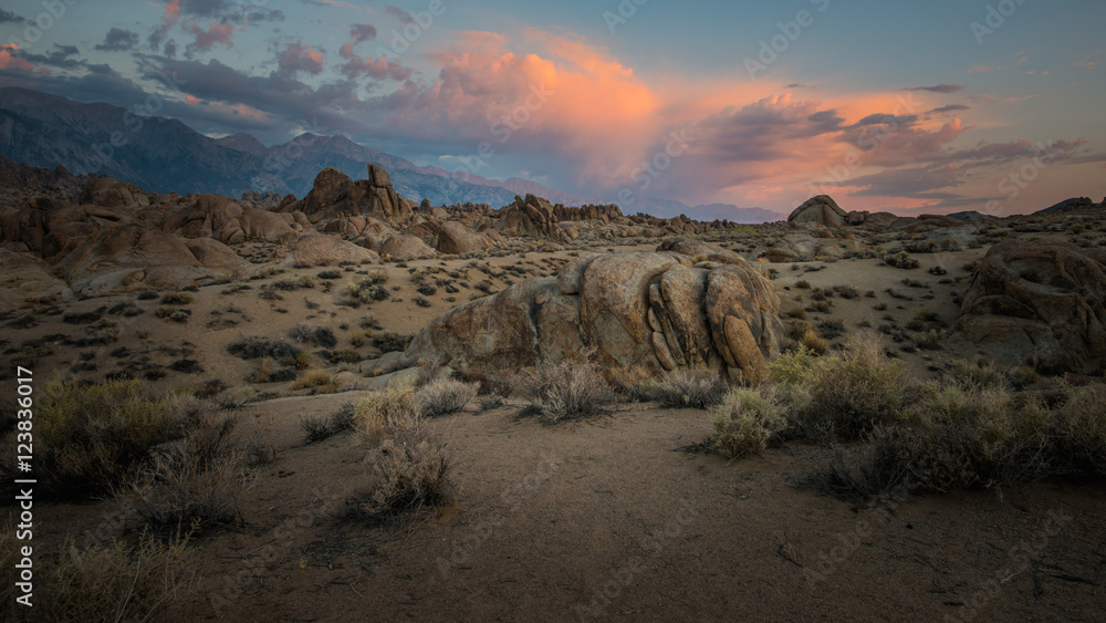 View of the Sierra Nevada from Alabama Hills at Sunrise