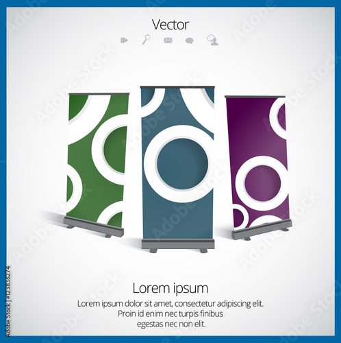 Vector roll up banner display template for designers