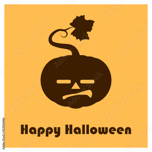 Pumpkin silhouettes with Happy Halloween text - annoyed face